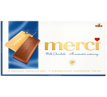 Шоколад молочный MERCI, 100г, Германия, 100 г