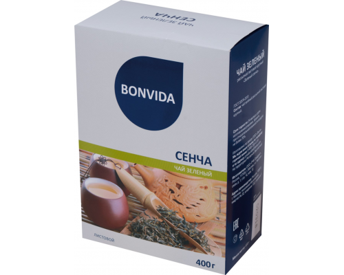 Чай зеленый BONVIDA Зеленый Сенча листовой, 400г, Россия, 400 г
